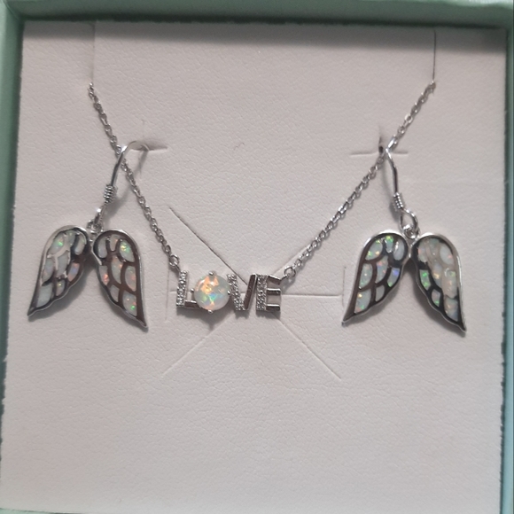 Adorable Opal Sterling Silver Love Set - Picture 2 of 10